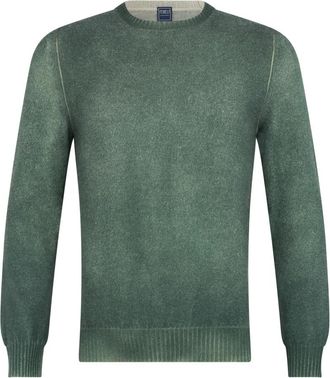 Fedeli Argentina Cashmere Crewneck - Heren - Ronde hals truien - Groen - M - Kasjmier - Truien & Vesten