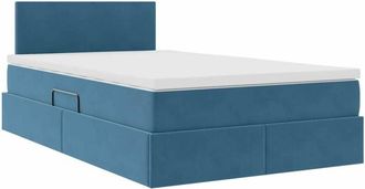 vidaXL Storage Bed with Mattress with Storage Blue 120 x 190 cm Velvet vidaXL