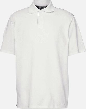 Just Cavalli Mens Cotton Shoulder Print White Polo Shirt - Size: 38