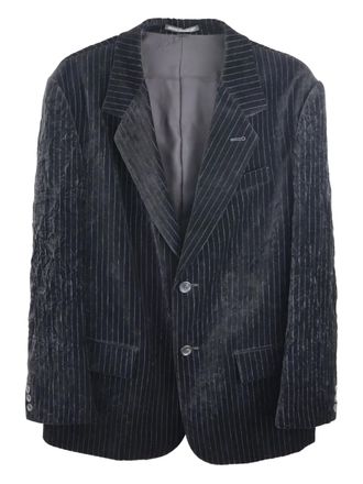 Yohji Yamamoto pinstripe velvet blazer - men - Cotton/Polyester/Cupro - 2 - Black