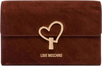 Love Moschino Bruin Su&egrave;de Hart Kettingtas - Dames - Schoudertassen - Bruin - ONE Size - Su&egrave;de - Tassen