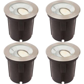 Loops 4 PACK Stainless Steel IP67 Ground Light - 16.5W Warm White Tilting Head LED in Metallics