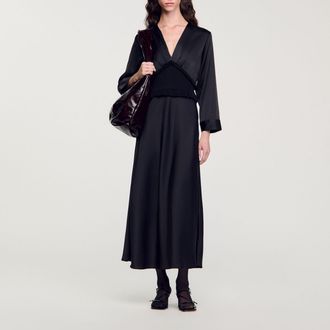 Sandro Vestido largo satinado