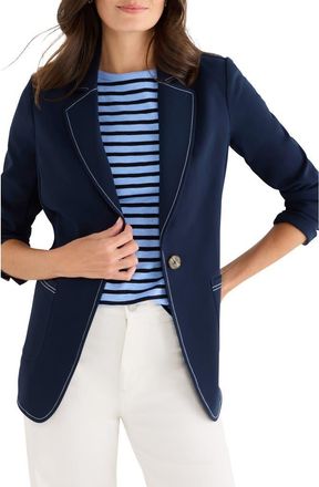 Nic+Zoe Topstitch Detail Stretch Blazer in Dark Indigo at Nordstrom, Size Xx-Large