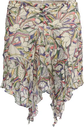 Isabel Marant Lienae Asymmetric Printed Skirt in Multicolor Silk