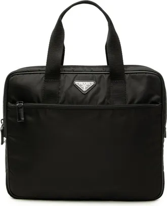 Prada Black Nylon Briefcase (Pre-Owned)