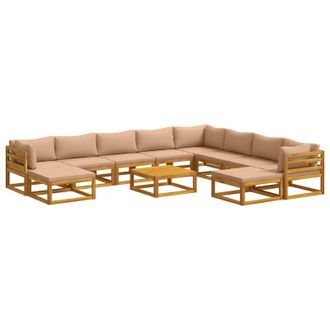 vidaXL Juego De Sof&aacute; 11 Uds. Natural Madera De Acacia S&oacute;lida Vidaxl