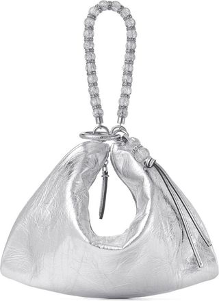 Jimmy Choo London Callie clutch bag - women - Calf Leather/EcoVero Viscose (LENZING)/Brass/Crystal/Biodegradable Silk - OS - Silver