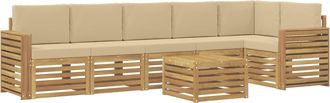 vidaXL Conjunto De Sof&aacute;s De Exterior 7 Uds. Y Beige Poli&eacute;ster Vidaxl