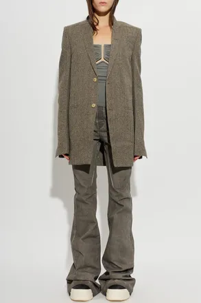 Rick Owens Wool Blazer With Single Vent, Mens, Brown