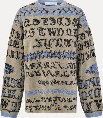 Vivienne Westwood Lili Jumper Hemp Wo Mohair Blend Blue-tapestry S/m Unisex