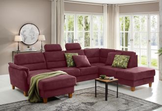 HOME AFFAIRE Wohnlandschaft »Palmera U-Form, B: 308 cm« optional Bettfunktion & Bettkasten, Federkern