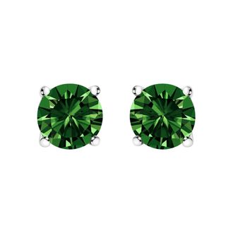 House of Brilliance 14K Gold 1/2 Cttw Lab Grown Green Diamond Classic Solitaire Stud Earrings with Pushback