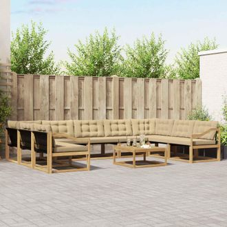 vidaXL Vidaxl Set Di Divani Da Esterno 10 Pz Bianco E Beige