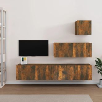 Berkfield Home 4 Piece TV Cabinet Set Smoked Oak Engineered Wood in Brown