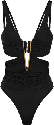 Elisabetta Franchi Cr&ecirc;pe Jersey Top met Draping - Dames - Bodies - Zwart - M - Tops
