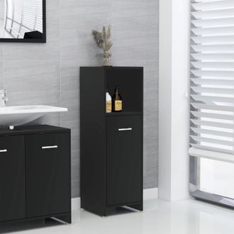 vidaXL Mobile Da Bagno Nero 30x30x95 Cm In Legno Multistrato - Vidaxl