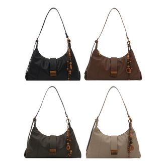 Generic PU Shoulder Bag Tote Bag Hobo Handbag for Women Travel Shopping Work (Black)