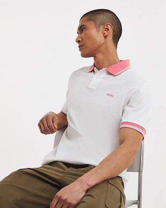 HUGO BOSS Tipped Polo - White
