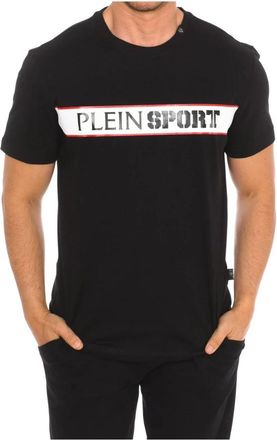 Plein Sport T-shirt met korte mouwen en merkprint - Heren - Sportshirts - Zwart - M - Katoen - Fitness