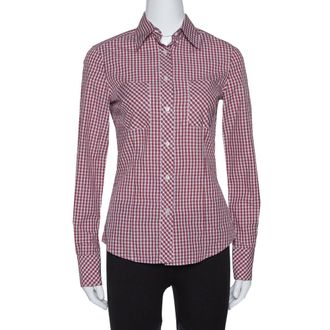 Carolina Herrera Red Checked Cotton Long Sleeve Shirt