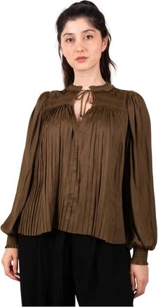 Ulla Johnson Olijfkleurige Blouse - Dames - Blouses - Groen - M - Katoen - Overhemden