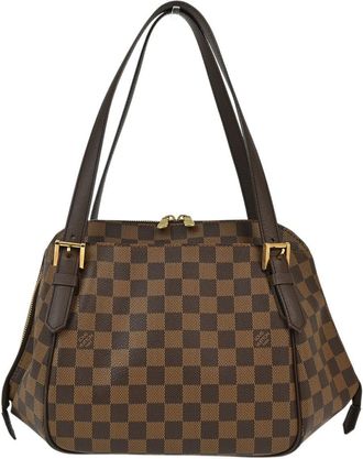 Louis Vuitton Belem Handbag Damier Brown Canvas Handbag (Pre-Owned)