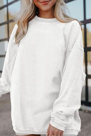 Azura Exchange Geribbelde Crew Neck Langemouwen Sweater