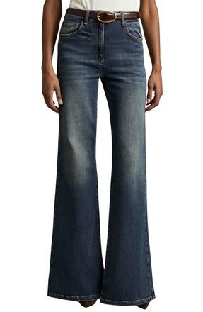 Reiss Bonnie Flare Jeans in Mid Blue at Nordstrom, Size 30
