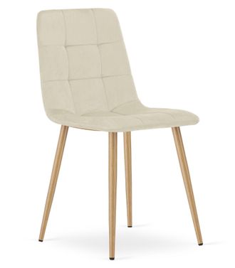 OEM Silla Kara - Terciopelo Beige Claro / Patas Color Madera X 1