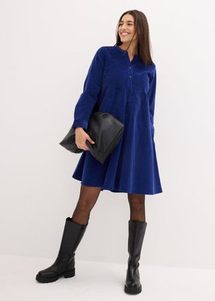 Bonprix Midikleid BONPRIX Kleid aus Baumwollcord, Damen, Gr. 54, N-Gr, blau (mitternachtsblau), Obermaterial: 98% Baumwolle, 2% Elasthan, A-Linie, Kleider Mid
