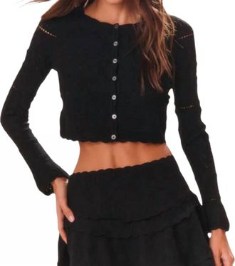 LoveShackFancy Media Cardigan In Black