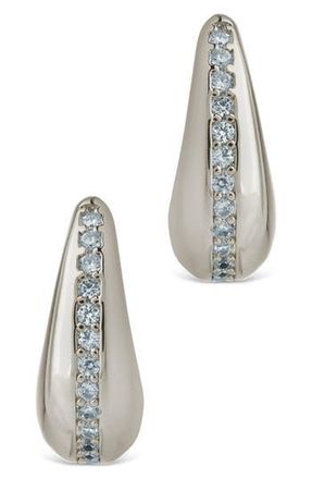 Sterling Forever Ari Cubic Zirconia Chunky Mini Hoop Earrings in Silver at Nordstrom Rack