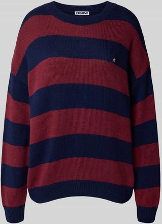 Review Relaxed Fit Strickpullover mit Streifenmuster in Bordeaux, Größe XS