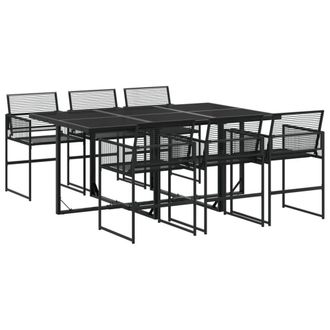 Berkfield Home 7 Piece Garden Dining Set Black Poly Rattan