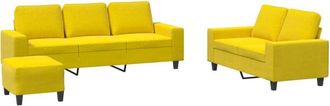 vidaXL Vidaxl - Juego De Sof&aacute;s 3 Piezas Tela Amarillo Claro