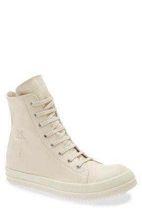Rick Owens High Top Sneaker in Milk/Pearl/Milk/Milk at Nordstrom, Size 10.5Us