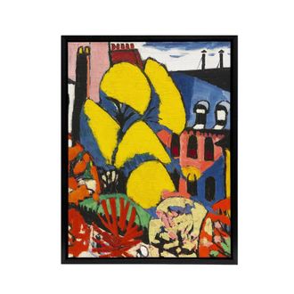 Artery8 Trees Urban Landscape Henry Lyman Sayen Framed Canvas Wall Art Print | Size: W24 x H32