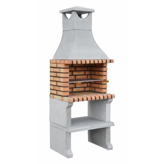 Movelar Barbacoa De Obra Prefabricada De Le&ntilde;a Y Carb&oacute;n Modelo N&aacute;poles Xl (gris, Naranja - 76 X 58 X 207 Cm) Ref: 3610/2 - Cocina De Exterior Compacta Para Jar