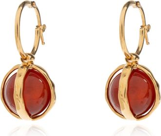 Jil Sander Messing Oorbellen met Steen - Dames - Oorbellen - Geel - ONE Size - Accessoires