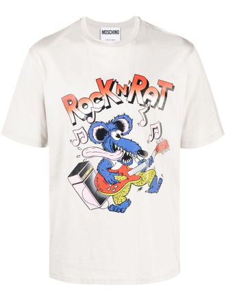 Moschino graphic-print cotton T-Shirt - men - Organic Cotton - 48 - Grey