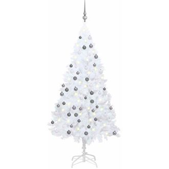 vidaXL &Aacute;rbol De Navidad Preiluminado Con Luces Y Bolas Blanco 120 Cm Vidaxl