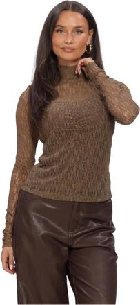 Aaiko AMY PA 136 - Dames - Truien - Bruin - Maat: M Leer