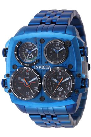 Invicta Aviator - Zulu Time 50655 Herenhorloge - Quartz Uurwerk - Roestvrij Staal met Zwarte Wijzerplaat - 50 mm