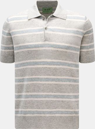FTC Men - Short sleeve knit polo grey/light blue/white striped