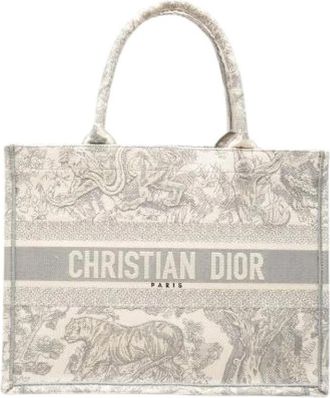 Dior Pre-owned Book Tote Toile de Jouy Embroidery Canvas Tote Bag - Dames - Vintage Shopper - Grijs - ONE Size - Vintage