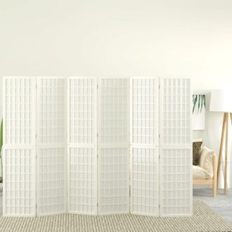 vidaXL Biombo Plegable Con 6 Paneles Estilo Japon&eacute;s Blanco 240x170 Cm Vidaxl