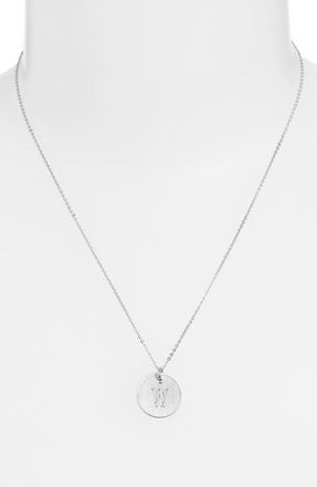 Nashelle Sterling Silver Initial Disc Necklace in Sterling Silver W at Nordstrom