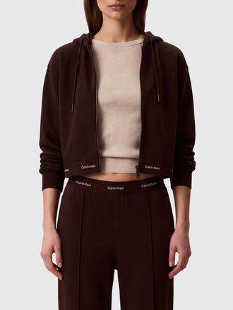 Calvin Klein Cropped Cotton Zip-Up Hoodie with Lettering Logo