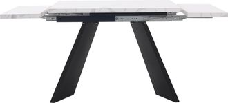 STILVORA Mesa De Comedor Extensible Con Tablero Deslizante, En Mdf Y Metal, Blanco Y Negro, 99-159 X 74 X 77 Cm